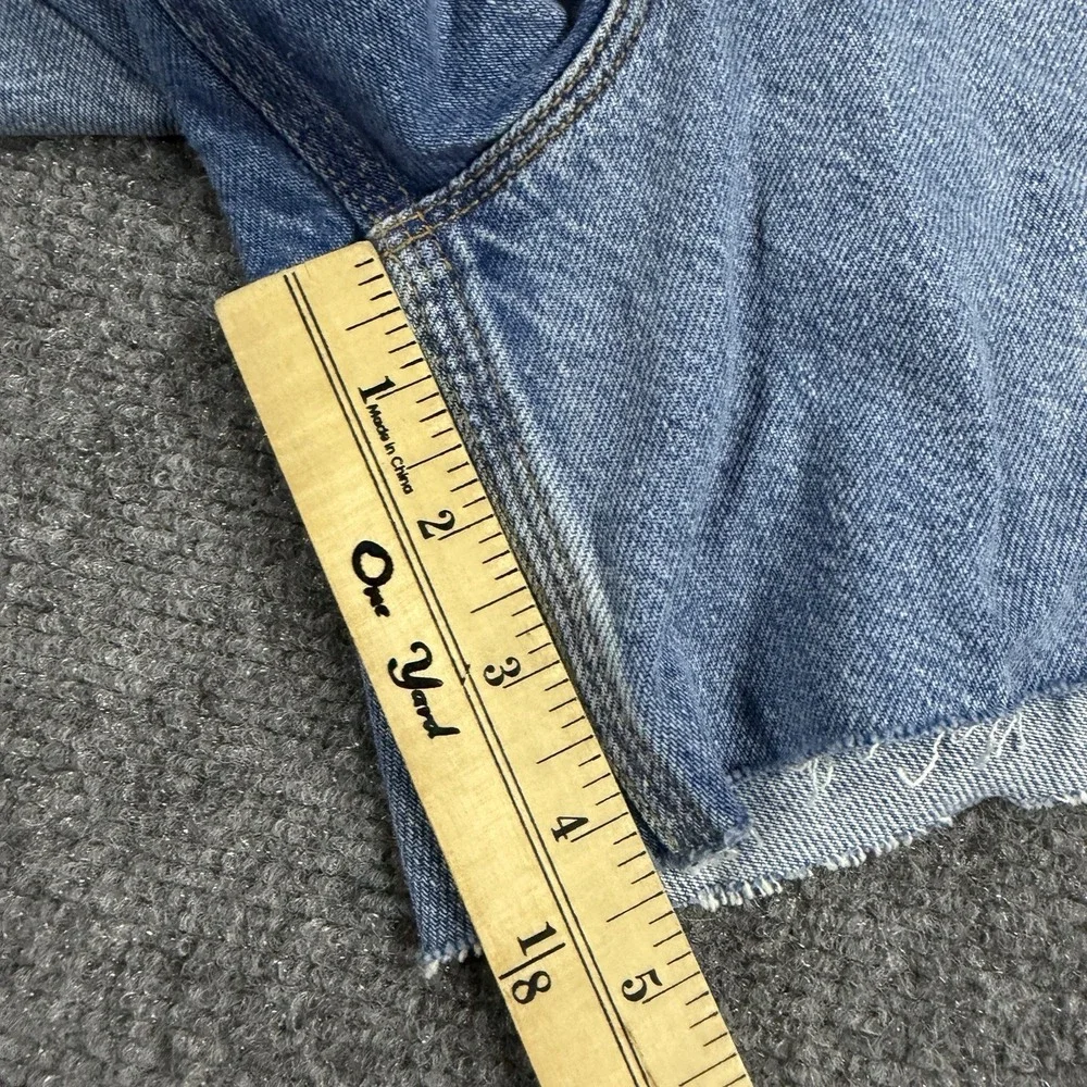 Good American Denim Long Shorts Womens 20 Blue Carpenter Raw Hem NEW
